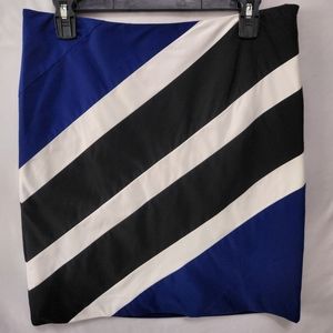 NWT WHBM Diagnoal Striped Color Block Mini Pencil Skirt